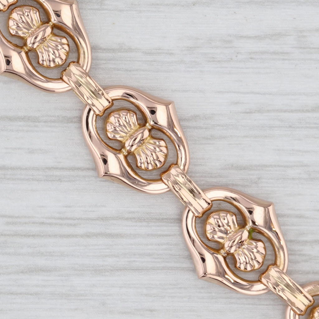 Light Gray Anchor Mariner Bracelet 18k Rose Gold 7.75" 12.2mm