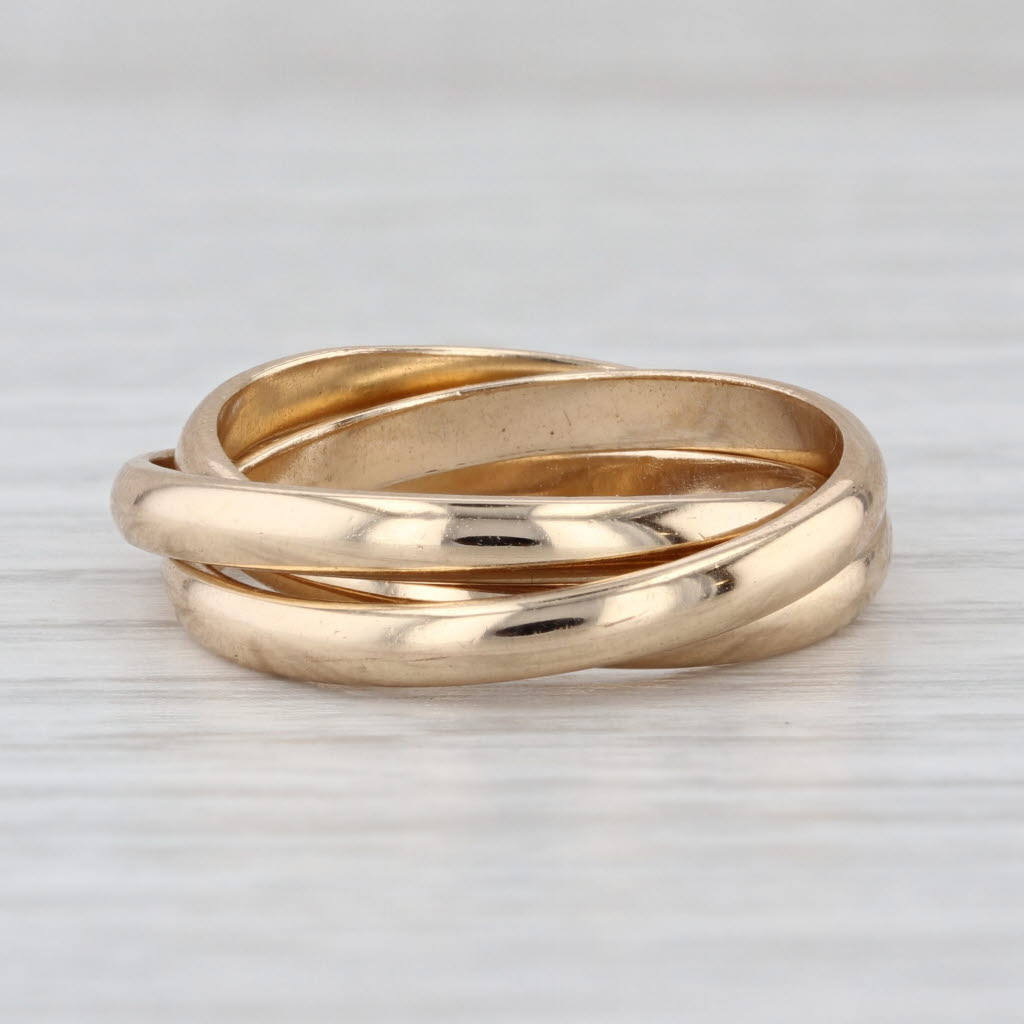 3 Interlocking Bands Puzzle Rolling Ring 14k Yellow Gold
