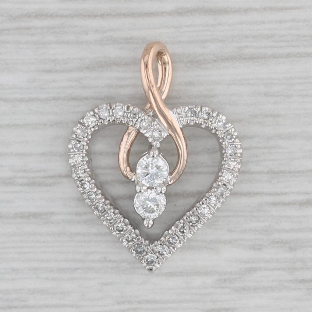 Gray Ever Us 0.20ctw Diamond Heart Pendant 14k White Rose Gold
