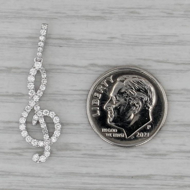 0.50ctw Diamond Treble Clef Pendant 18k White Gold Music Themed