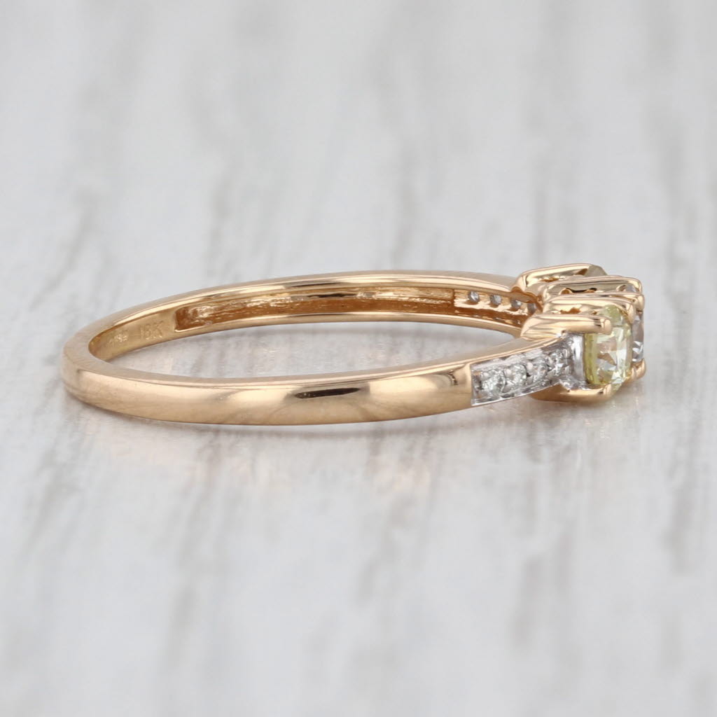 0.55ctw Round Yellow White Diamond 3-Stone Ring 18k Yellow Gold Size 7.25 Cert