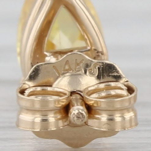 0.70ctw Yellow Cubic Zirconia Pear Stud Earrings 14k Yellow Gold Teardrop