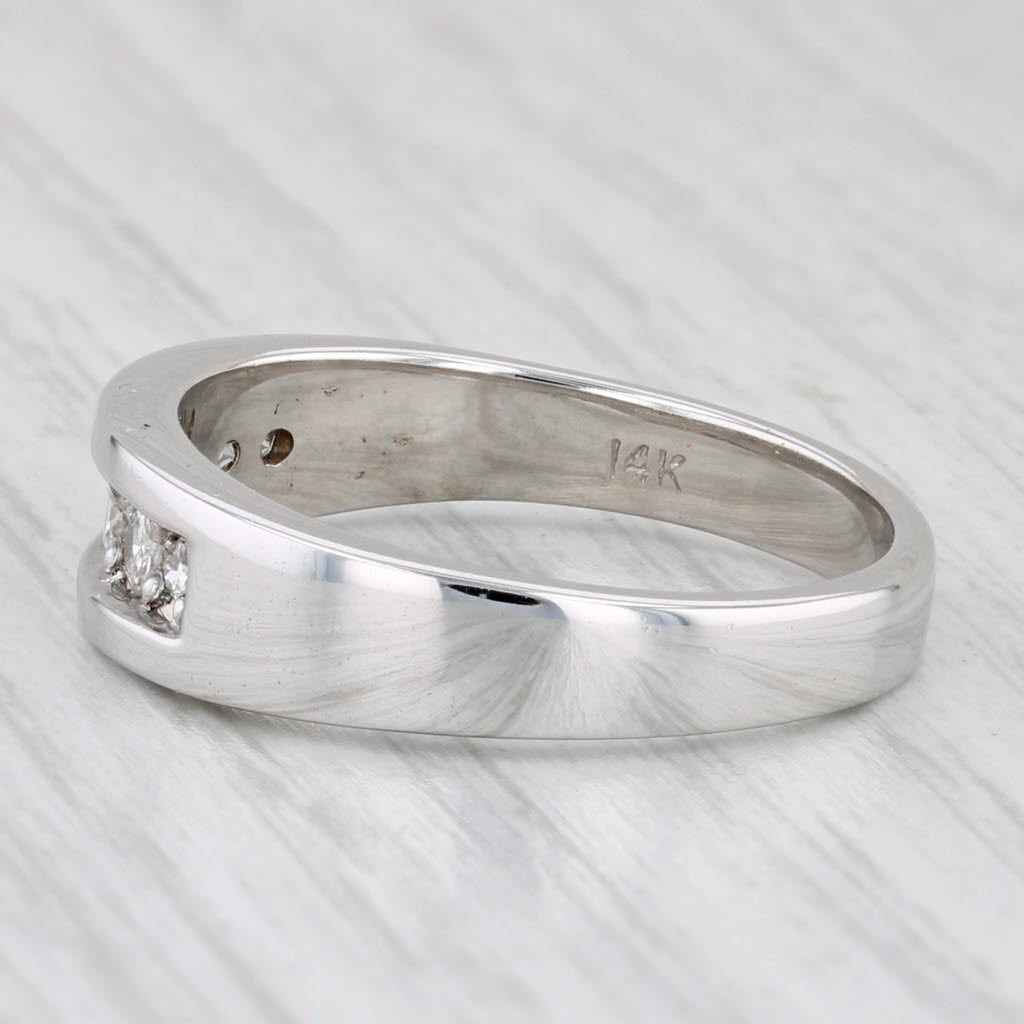 Light Gray 0.40ctw Diamond Men's Wedding Band 14k White Gold Size 10-10.25 Ring AS IS