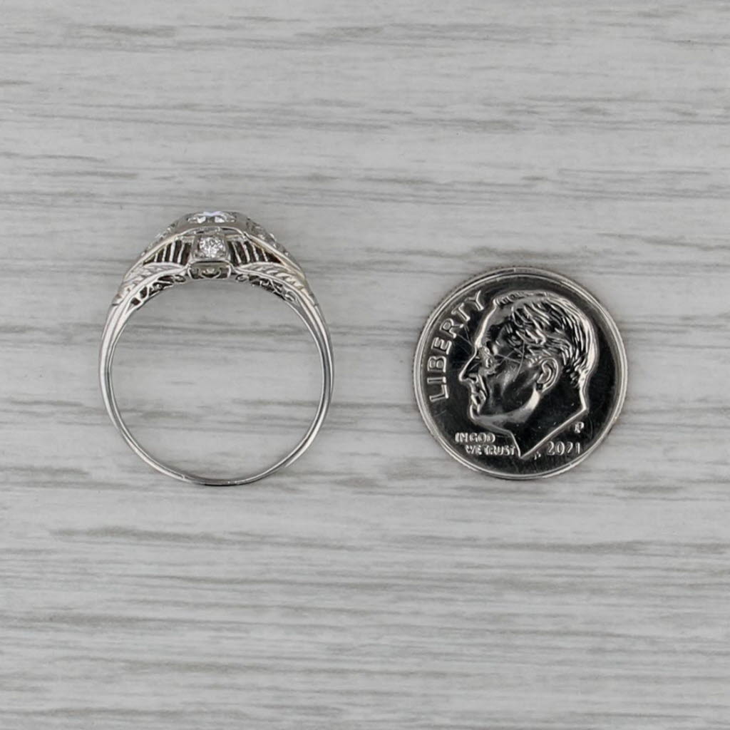 Art Deco 0.60ctw Diamond Engagement Ring Platinum Size 7 Vintage Filigree