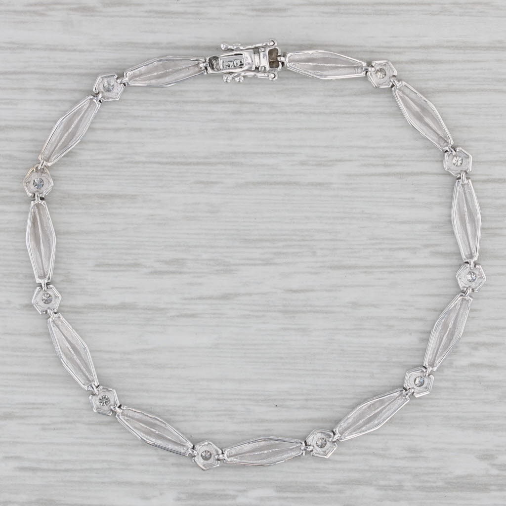 Gray 0.20ctw Diamond Bracelet 18k White Gold 6.75" 4.2mm