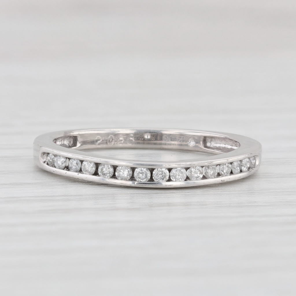 Light Gray 0.15ctw Diamond Wedding Band 14k White Gold Size 7 Stackable Ring
