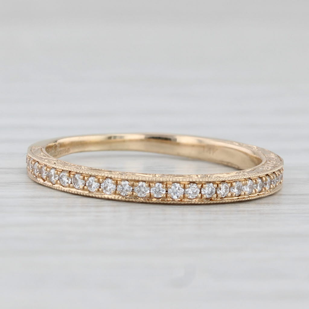 Light Gray Neil Lane 0.55ctw Diamond Wedding Band 14k Gold Ring Ornate Pattern w/ Box