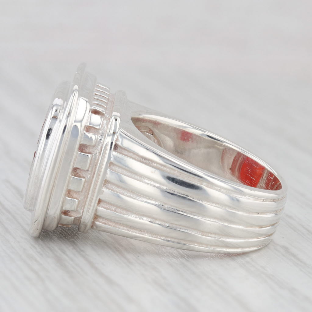 Light Gray Slane & Slane Red Chalcedony Bee Intaglio Seal Signet Ring Sterling Silver