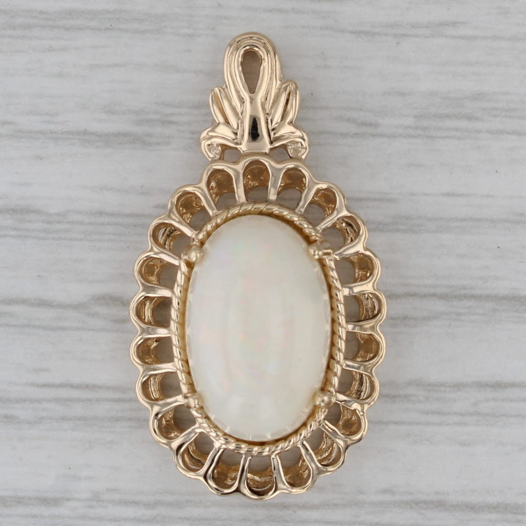 Gray Opal Oval Cabochon Pendant 14k Yellow Gold