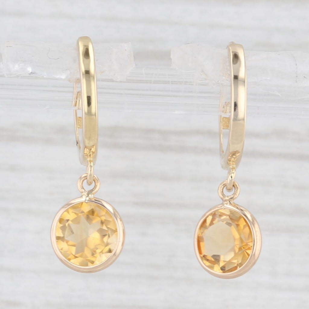 Light Gray 1.44ctw Orange Citrine Hoop Dangle Earrings 14k Yellow Gold