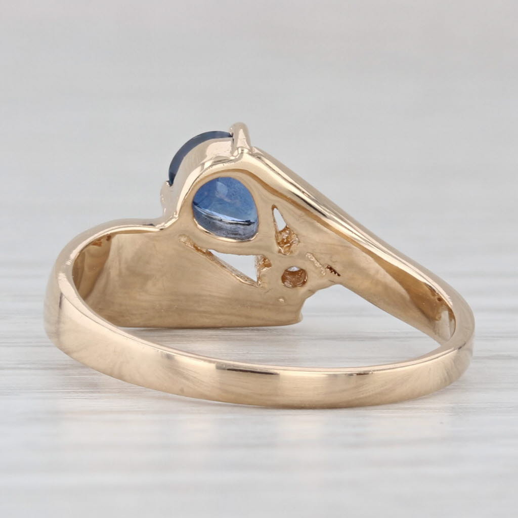 Light Gray 0.46ctw Pear Blue Diamond Bypass Ring 14k Yellow Gold Size 7.75