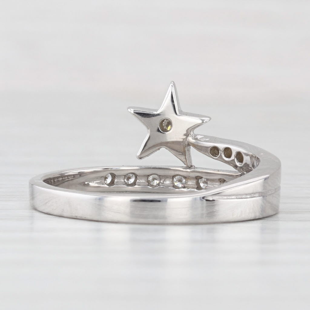 Light Gray 0.10ctw Diamond Shooting Star Ring 14k White Gold Size 8.5 Stackable