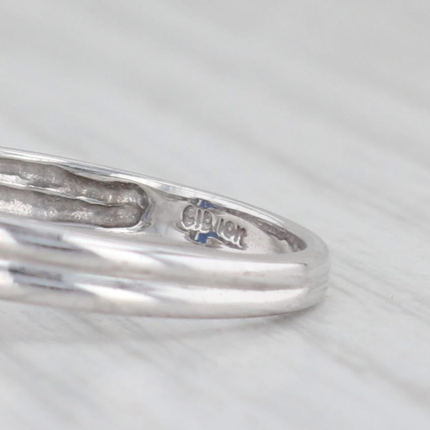 Light Gray 0.97ctw Blue Sapphire Diamond Ring 10k White Gold Size 6.75 Engagement