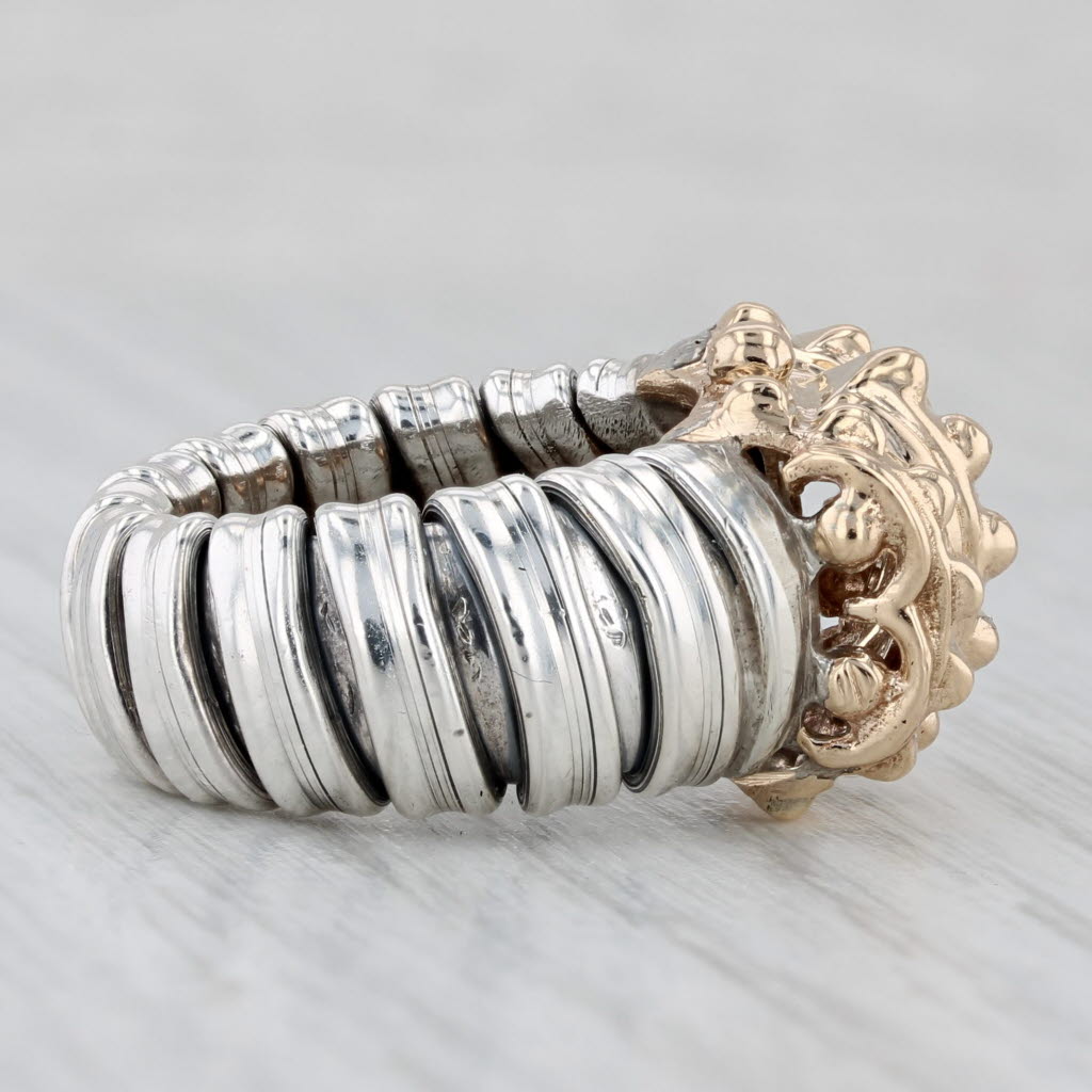 Light Gray Alwand Vahan 2-Toned Statement Ring 14k Yellow Gold Sterling Silver Size 5.5
