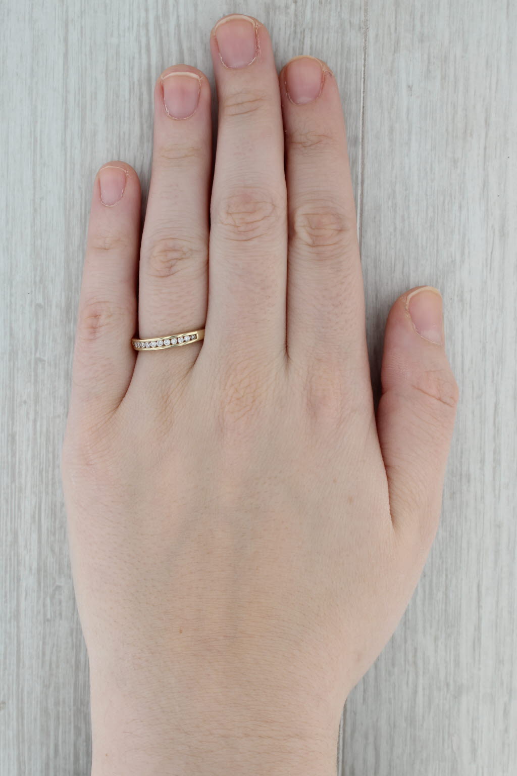 Dark Gray 0.22ctw Diamond Wedding Band 14k Yellow Gold Size 8.5 Stackable Anniversary Ring