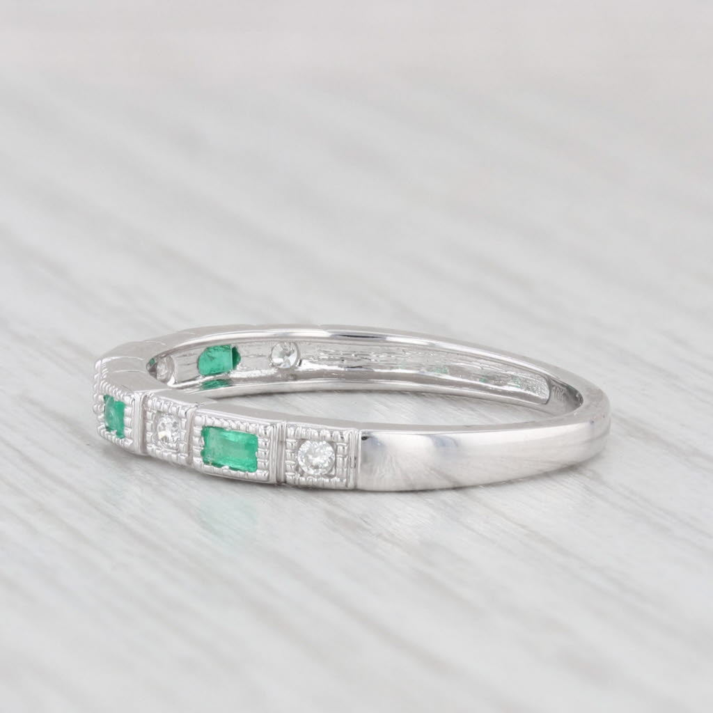 Light Gray New 0.20ctw Emerald Diamond Ring 10k White Gold Stackable Wedding Size 7