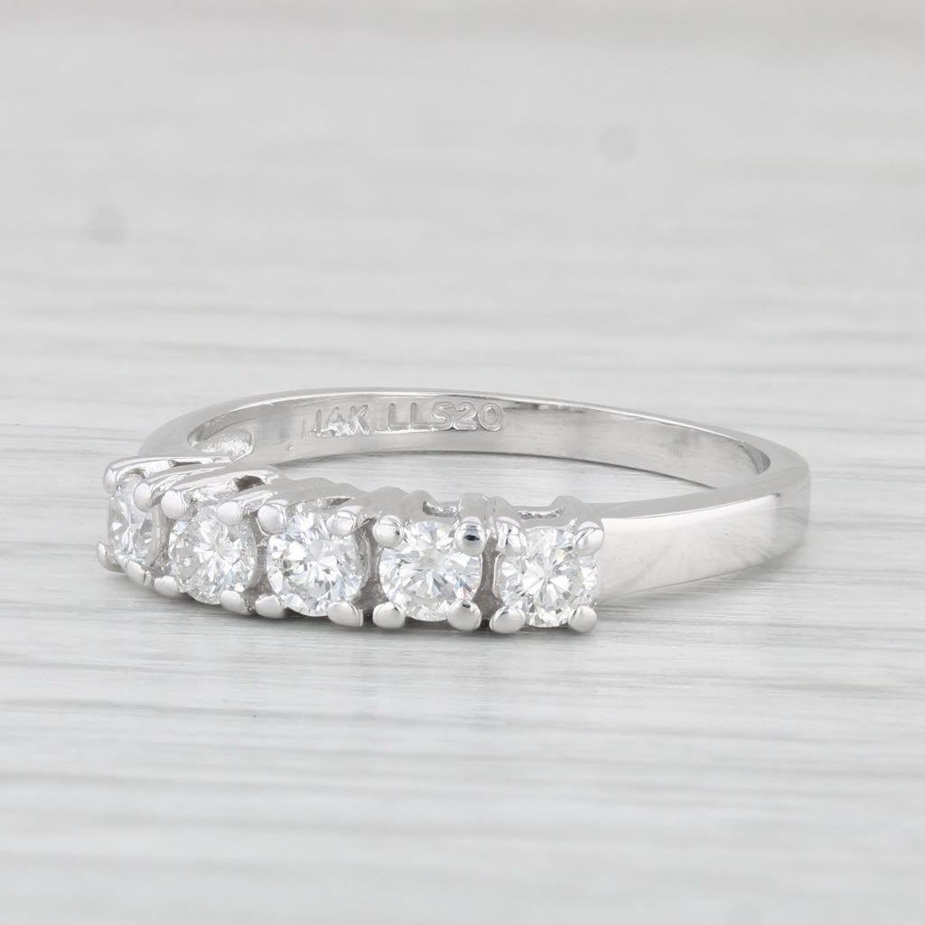 Light Gray 0.49ctw Diamond Ring 14k White Gold Size 6.25 Wedding Band Stackable