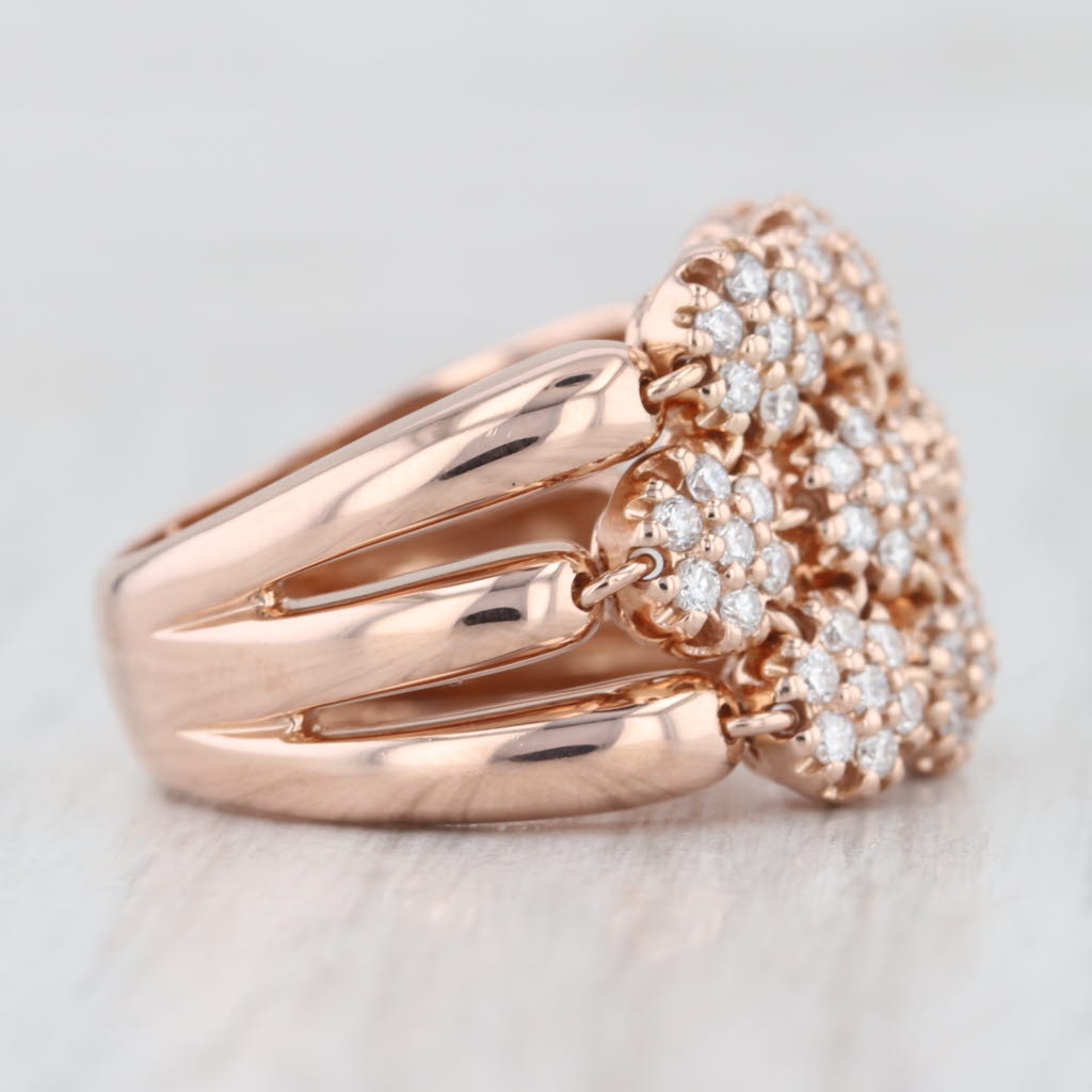 0.70ctw Diamond Cluster Ring 14k Rose Gold Size 8 Cocktail