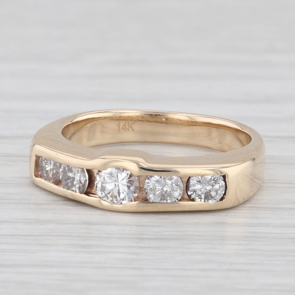 Light Gray 0.61ctw Diamond 5-Stone Band 14K Yellow Gold Size 4.75 Ring Engagement Wedding