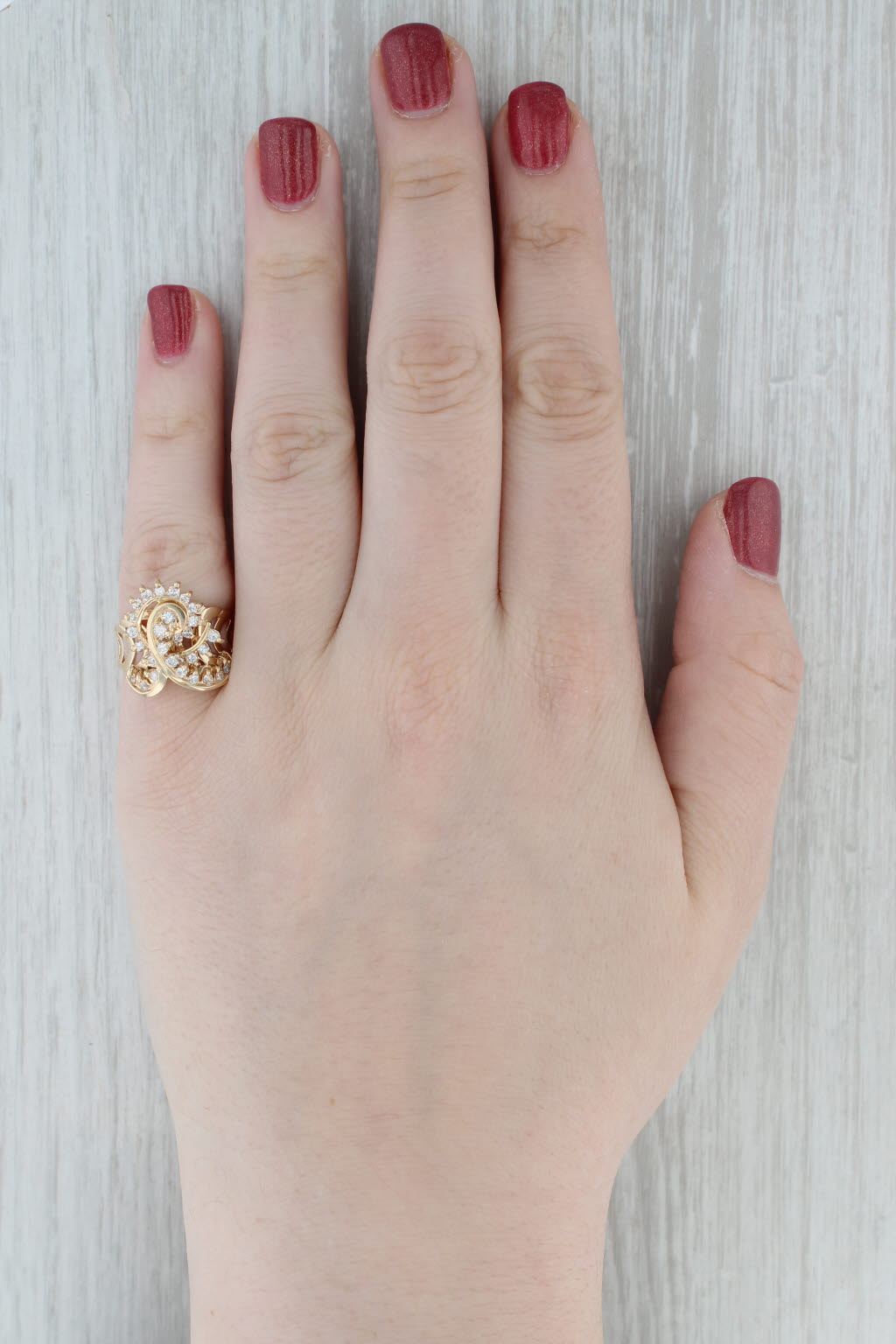 Gray 0.61ctw Rolling Spinning Diamond Swirl Ring 14k Yellow Gold Size 6.25