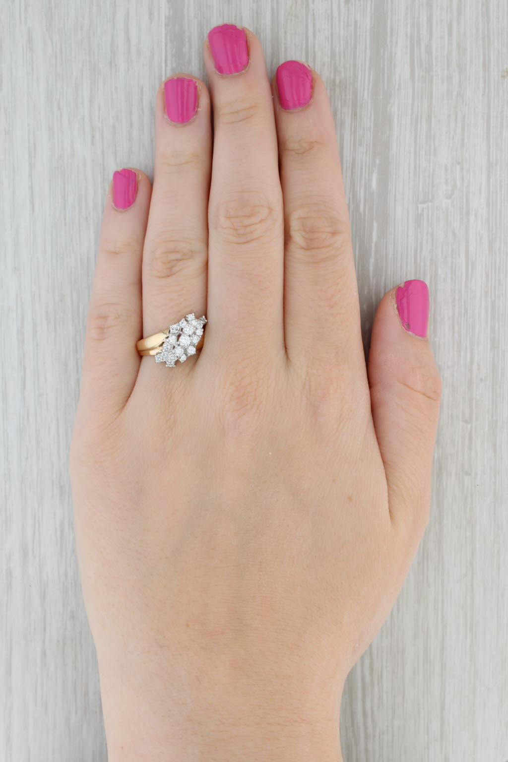 Gray 0.70ctw Diamond Cluster Ring 14k Yellow Gold Size 8.75