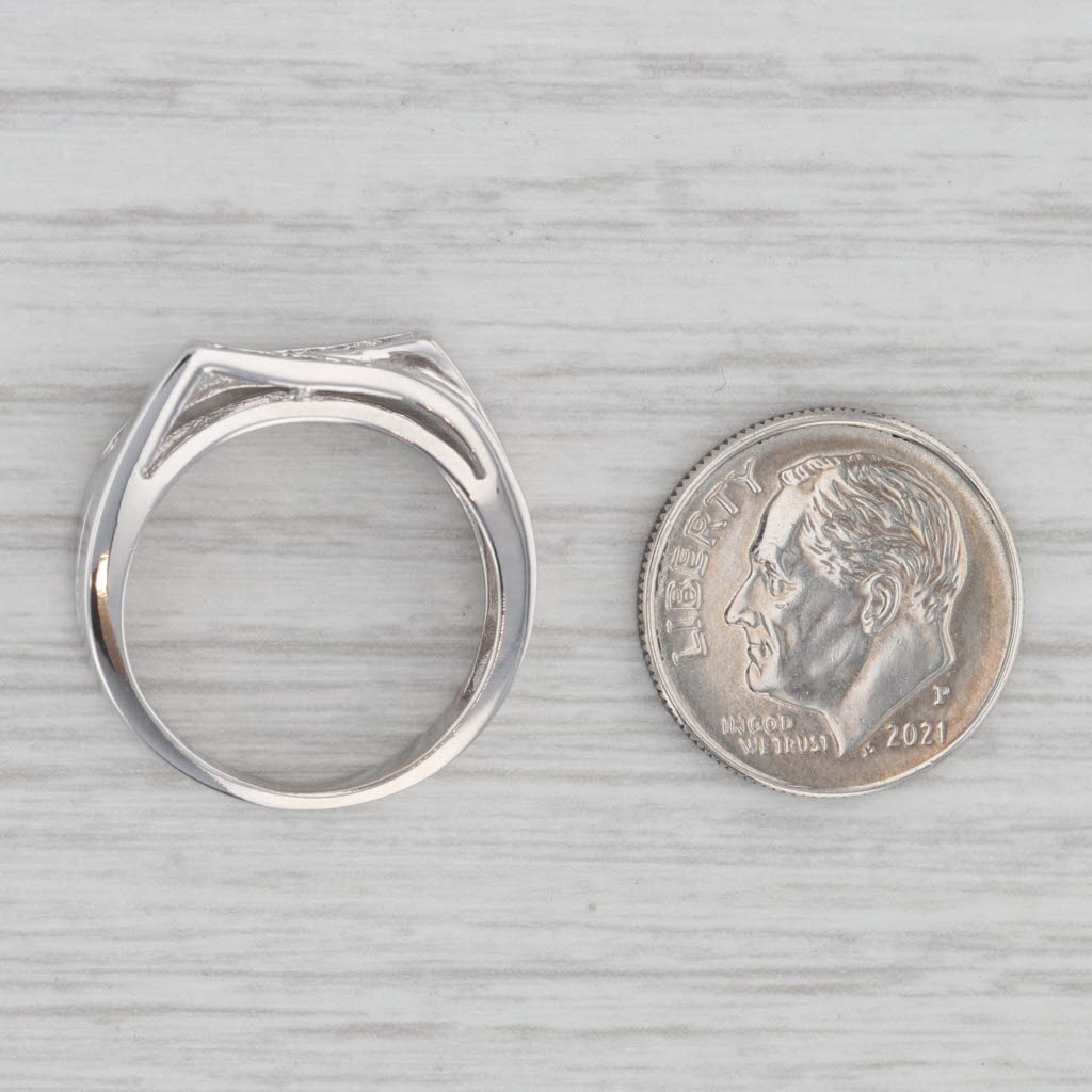 Gray Double Diamond Ring 14k White Gold Size 6.25 Stackable Band