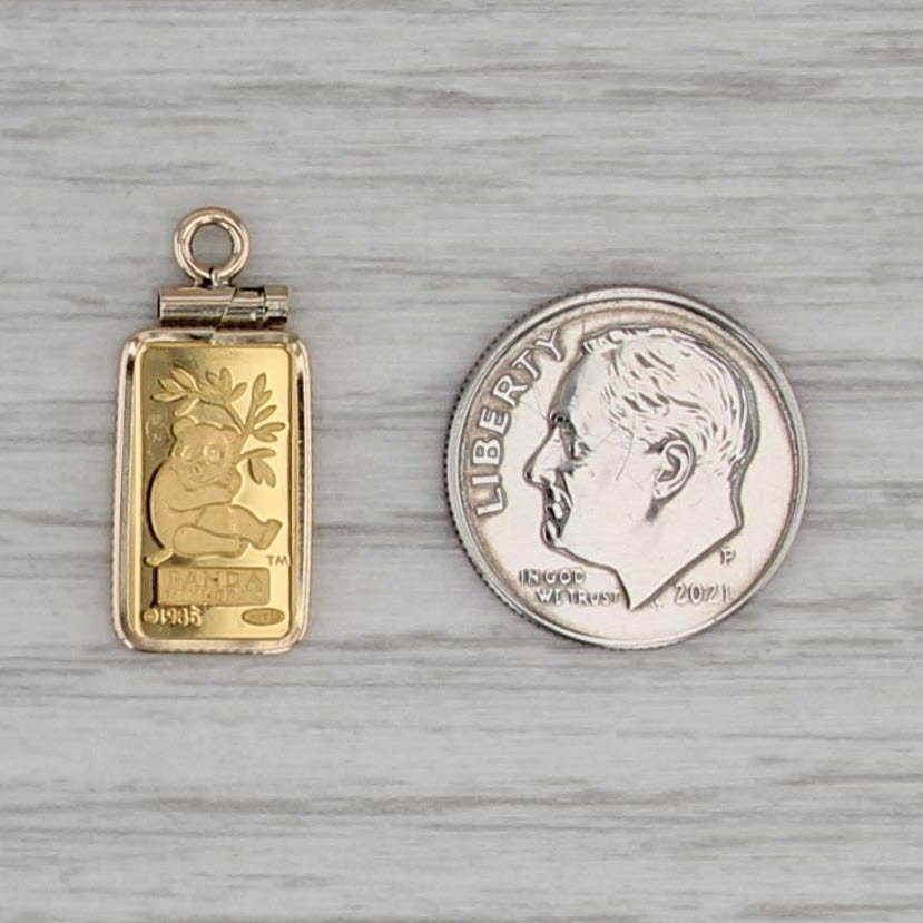 Credit Suisse 1 Gram Panda Gold Bar Pendant 999.9 14k Yellow Gold Small Charm