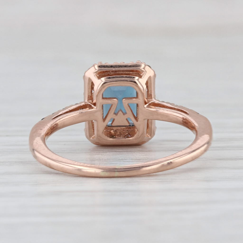 Le Vian 1.41ctw Blue Topaz Diamond Halo Ring 14k Rose Gold Size 5.75 Engagement
