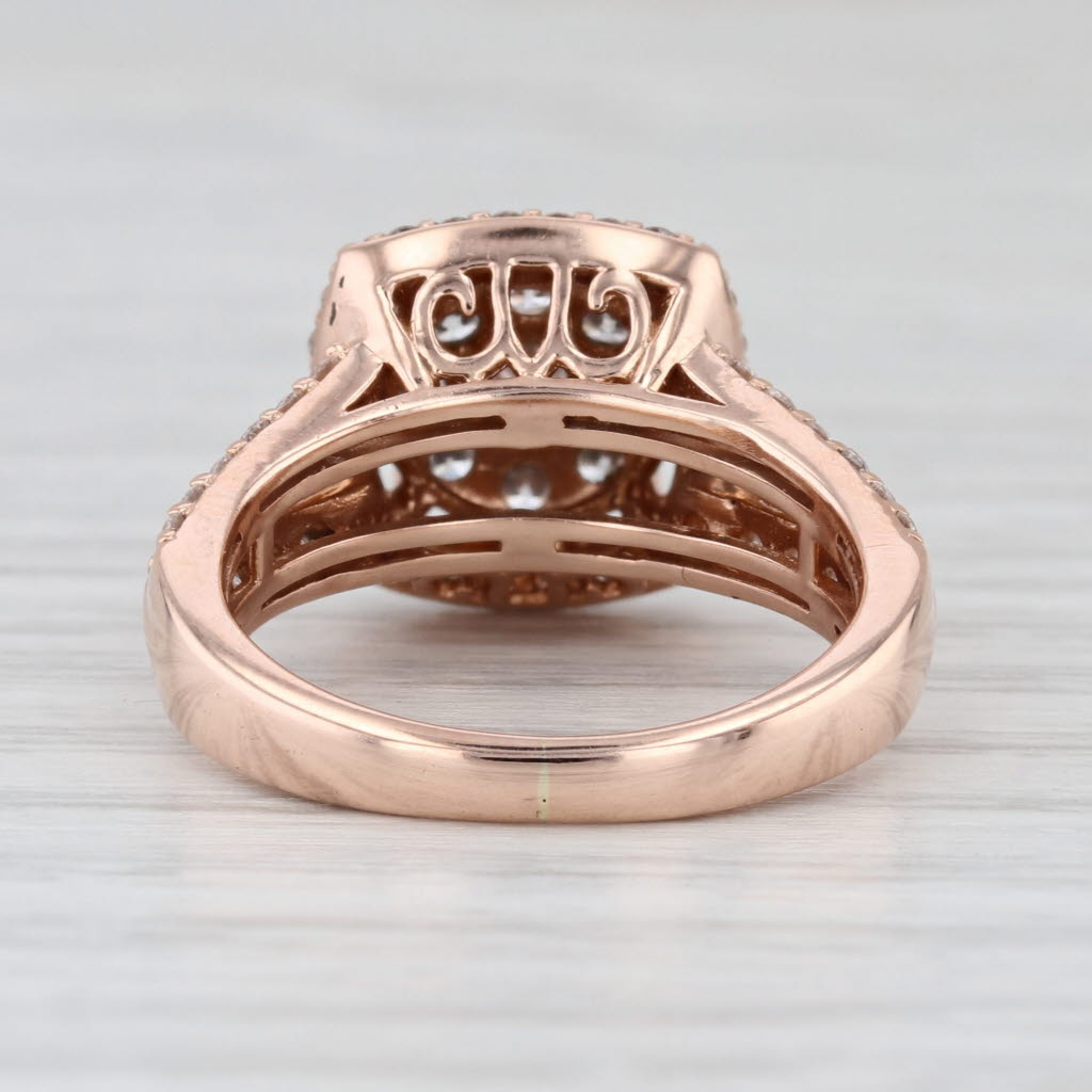 0.91ctw Diamond Cluster Halo Engagement Ring 10k Rose Gold Size 6