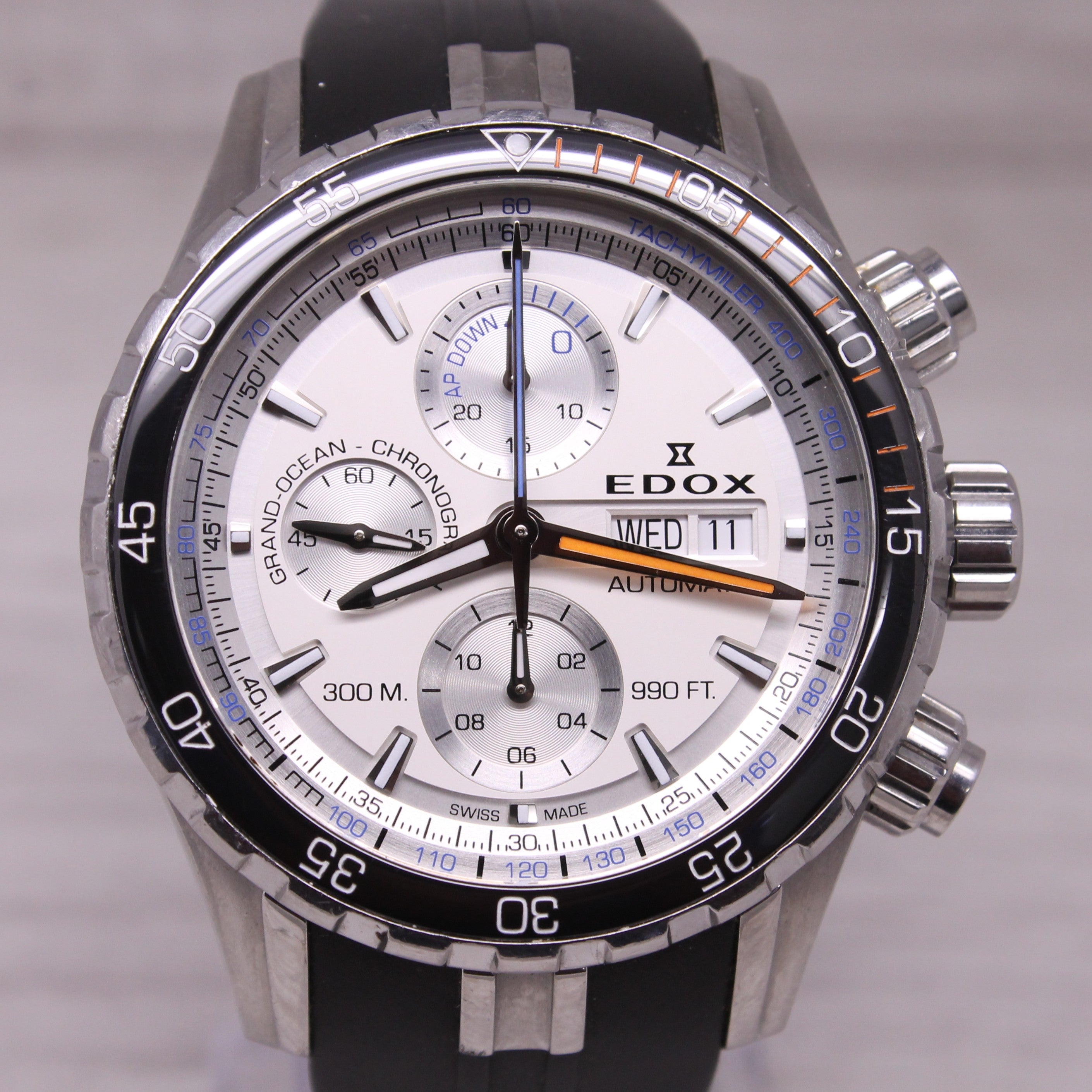 Edox Ocean Master Mens Steel 44mm Automatic Chronograph Watch 01123 3ORCA ABUN