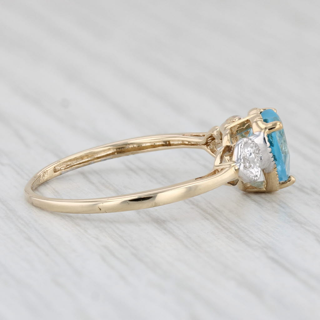 Light Gray 1.45ct Blue Topaz Heart Diamond Ring 10k Yellow Gold Size 9.25