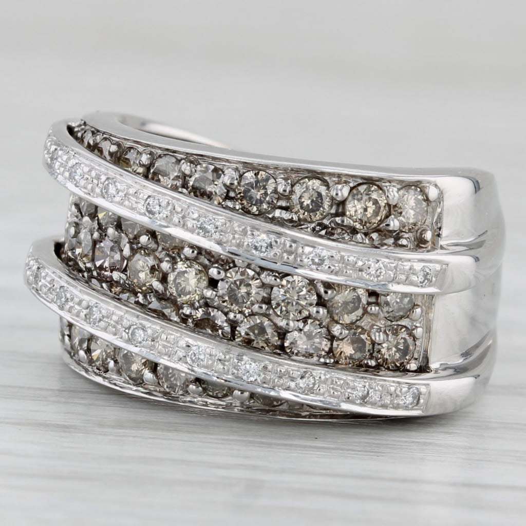 Gray 1.15ctw Pave Diamond Overlay Ring 14k White Gold Size 5.75 Cocktail