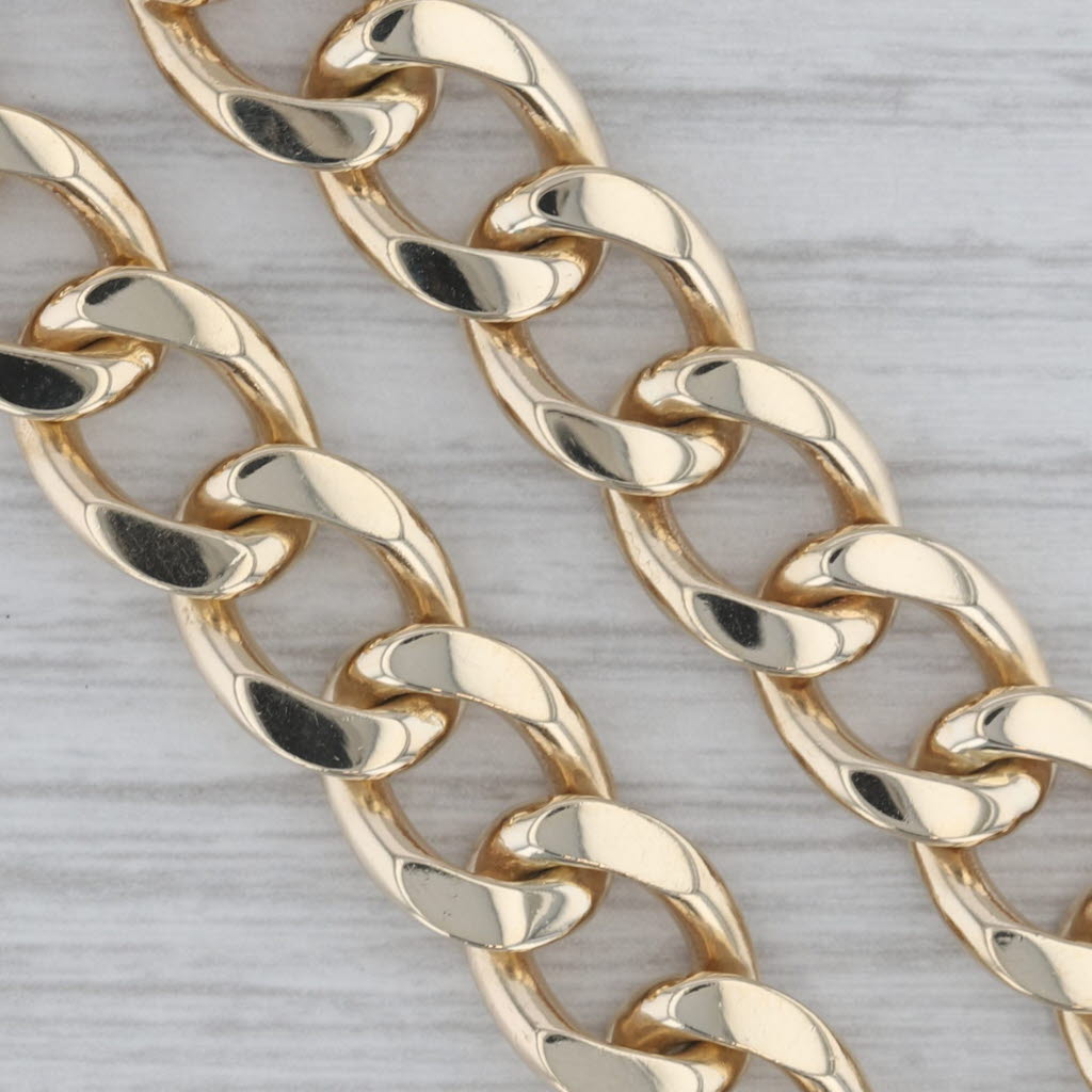 Gray Cuban Curb Chain Necklace 14k Yellow Gold 17" 9.5mm