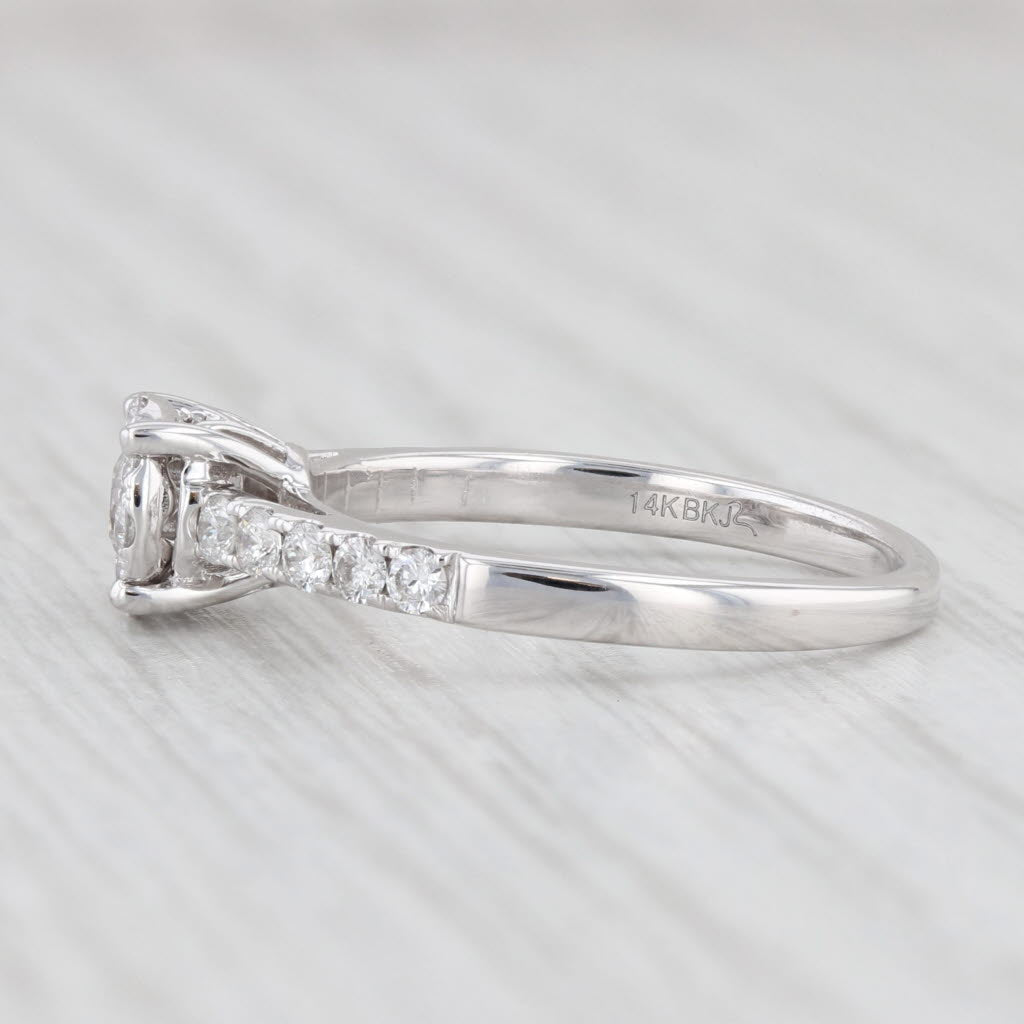 Light Gray 0.58ctw Round Diamond Halo Engagement Ring 14k White Gold Size 6.75