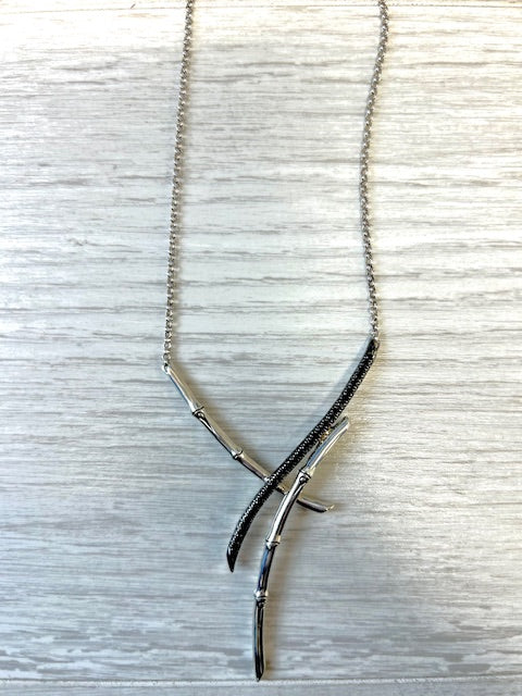 Light Gray John Hardy Bamboo Collection Statement Necklace 0.30ctw Sapphire Sterling Silver