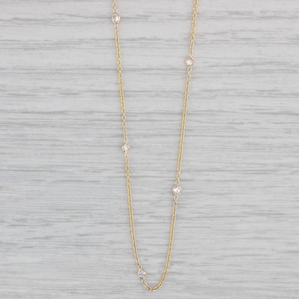 Gray New 0.30ctw Diamond By The Yard Station Necklace 14k Gold 16-18" Adjustable