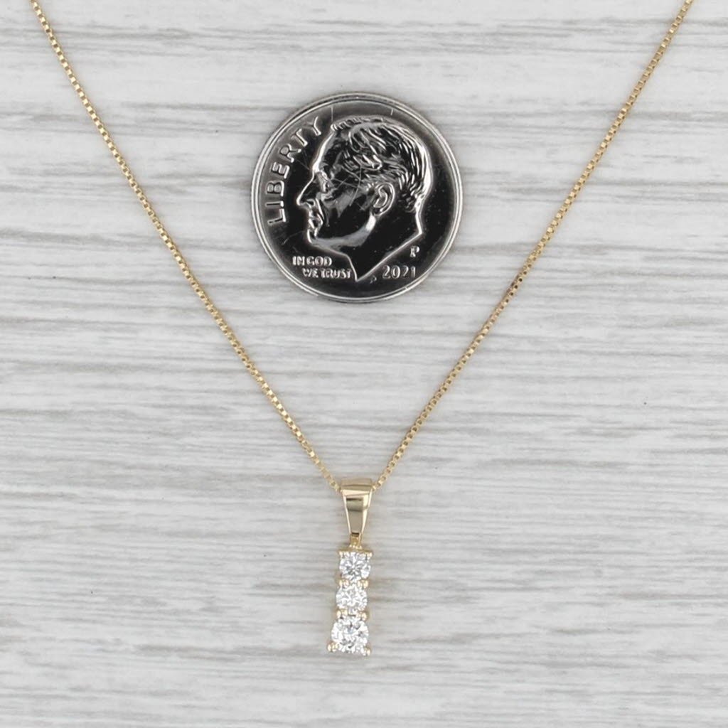 0.21ctw Round 3-Stone Journey Pendant Necklace 14k Yellow Gold 17.75" Box Chain