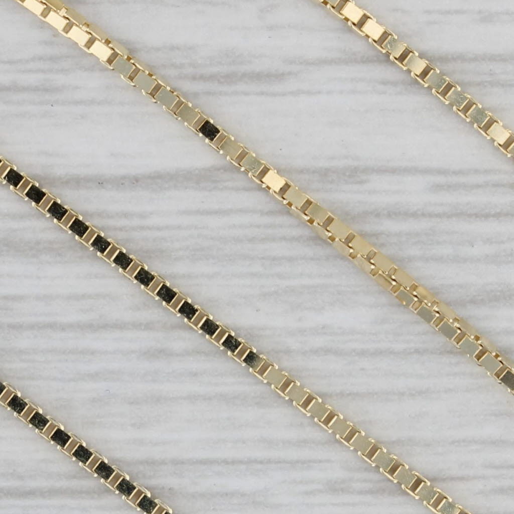 Gray New Box Chain 14k Yellow Gold 16" 1.1mm Lobster Clasp