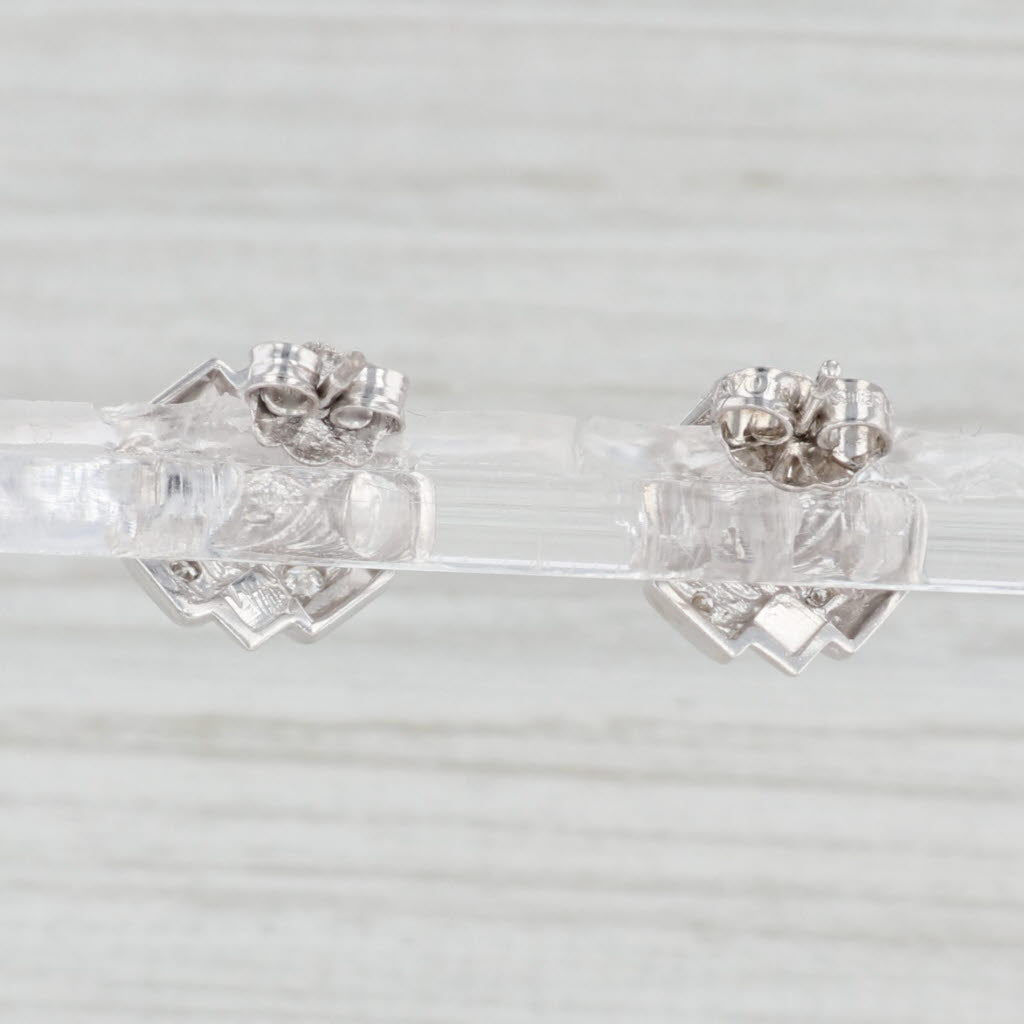 Light Gray 0.18ctw Diamond Square Stud Earrings 14k White Gold Studs