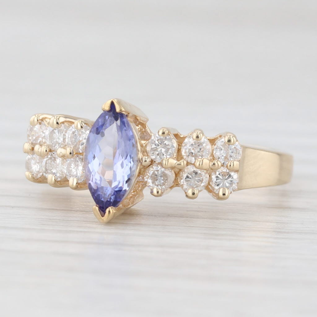 Light Gray 1.06ctw Marquise Tanzanite Diamond Ring 14k Yellow Gold Size 6.75