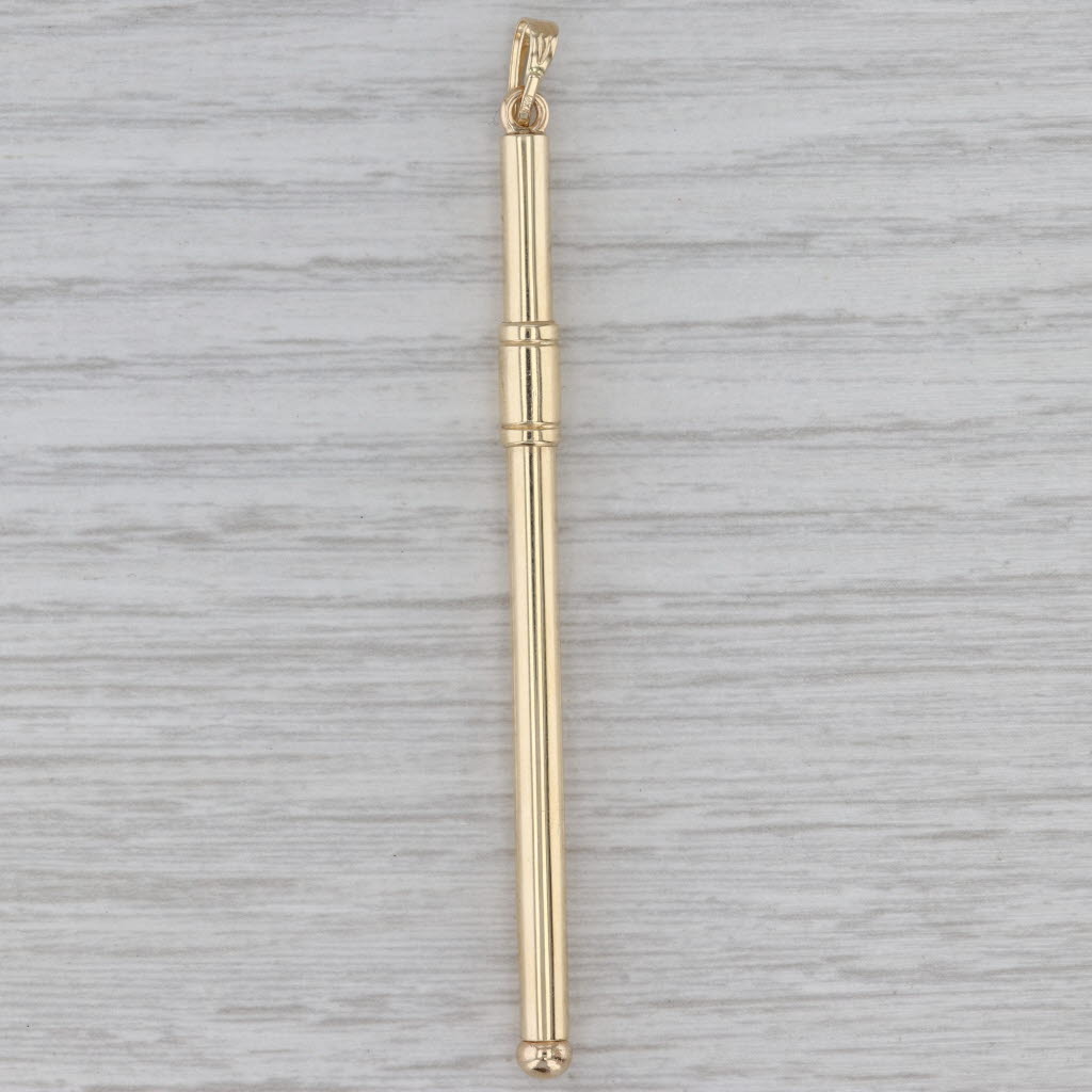 Gray Vintage Swizzle Stick Cocktail Stirrer Pendant 14k Yellow Gold Barware
