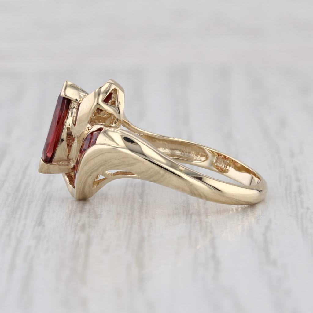 1.44ctw Marquise Garnet Bypass Ring 10k Yellow Gold Size 8