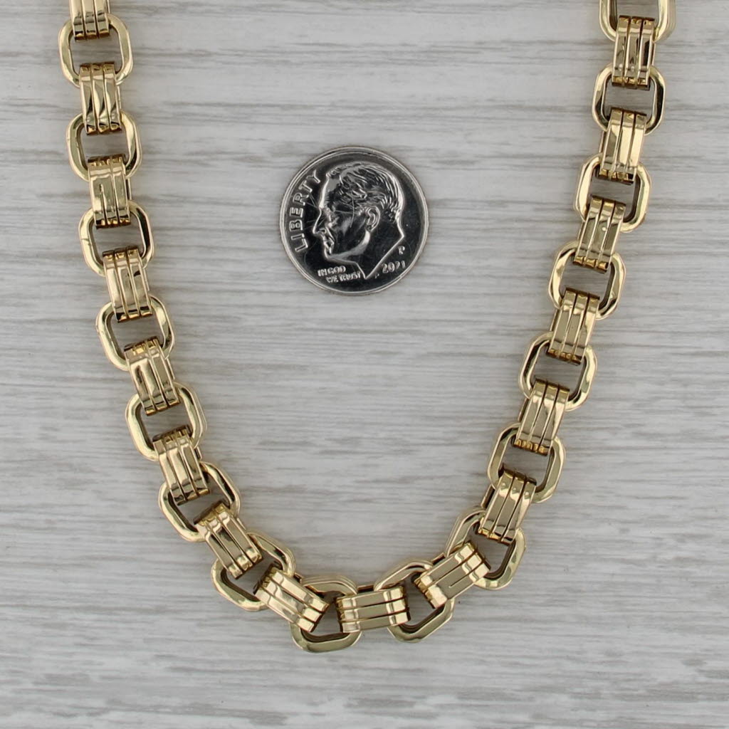 Roberto Coin Ridged Square Link Necklace 18k Yellow Gold 24" 8.5mm