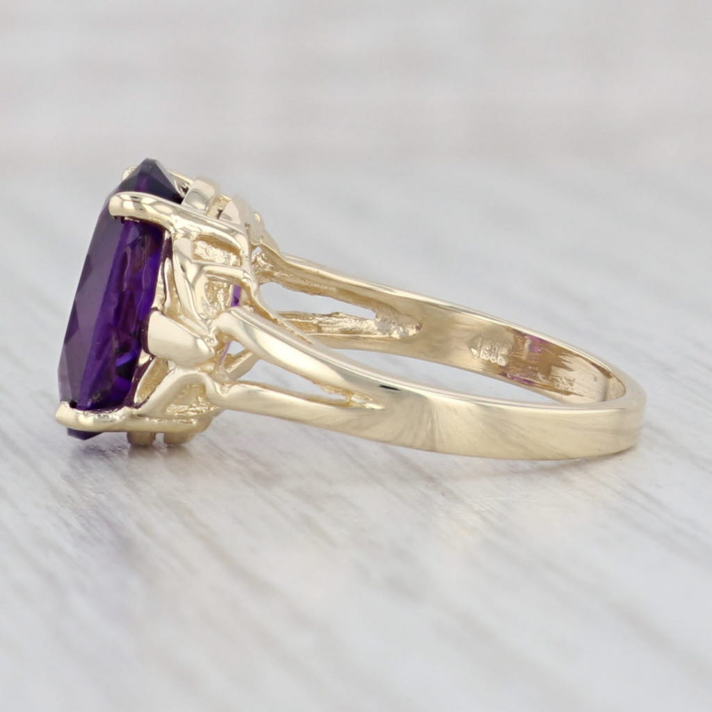 Light Gray 4.35ct Oval Amethyst Ring 14k Yellow Gold Size 6 February Birthstone