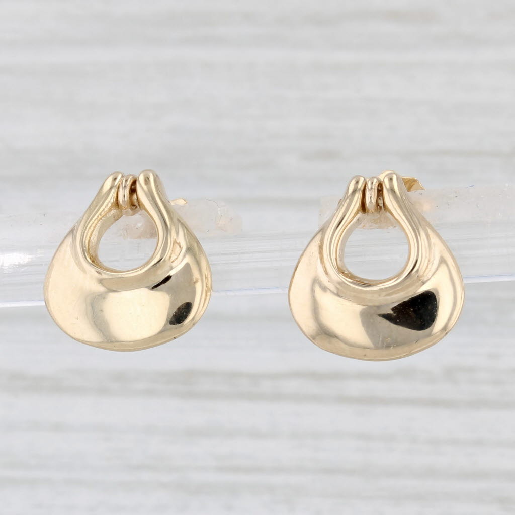 Light Gray Small Drop Stud Earrings 14k Yellow Gold