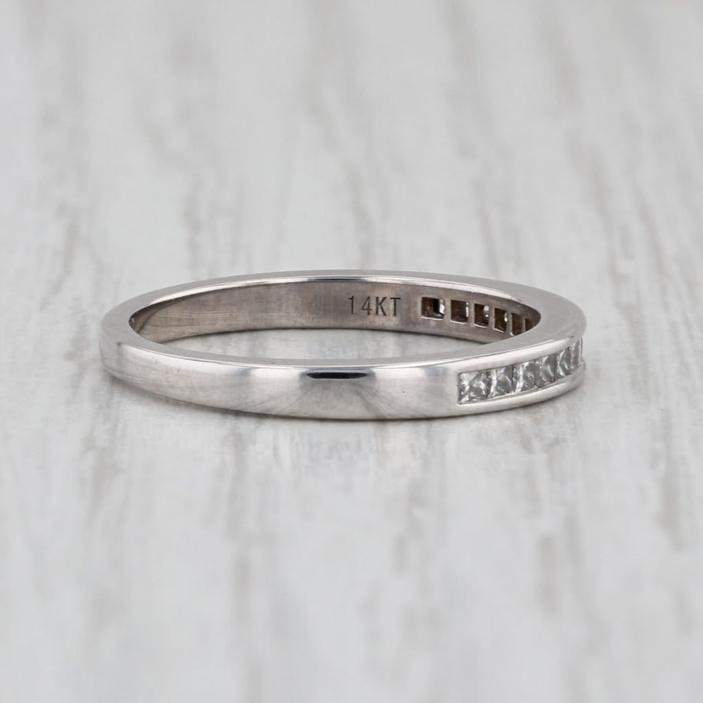 Shane Co 0.45ctw Diamond Wedding Band 14k White Gold Size 7 Stackable Ring