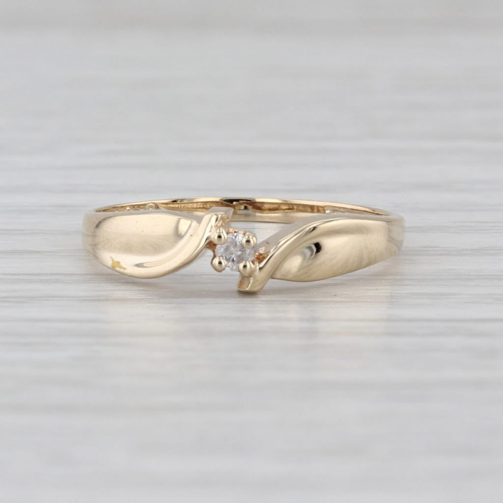 Diamond Solitaire Bypass Ring 10k Yellow Gold Size 7 Stackable