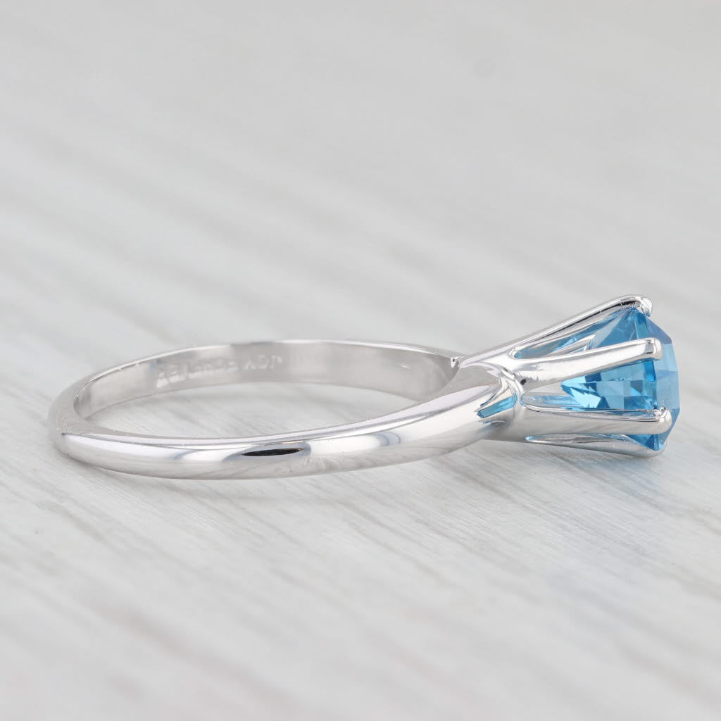 Light Gray 1.38ct Blue Topaz Hexagon Solitaire Ring 14k White Gold Size 6