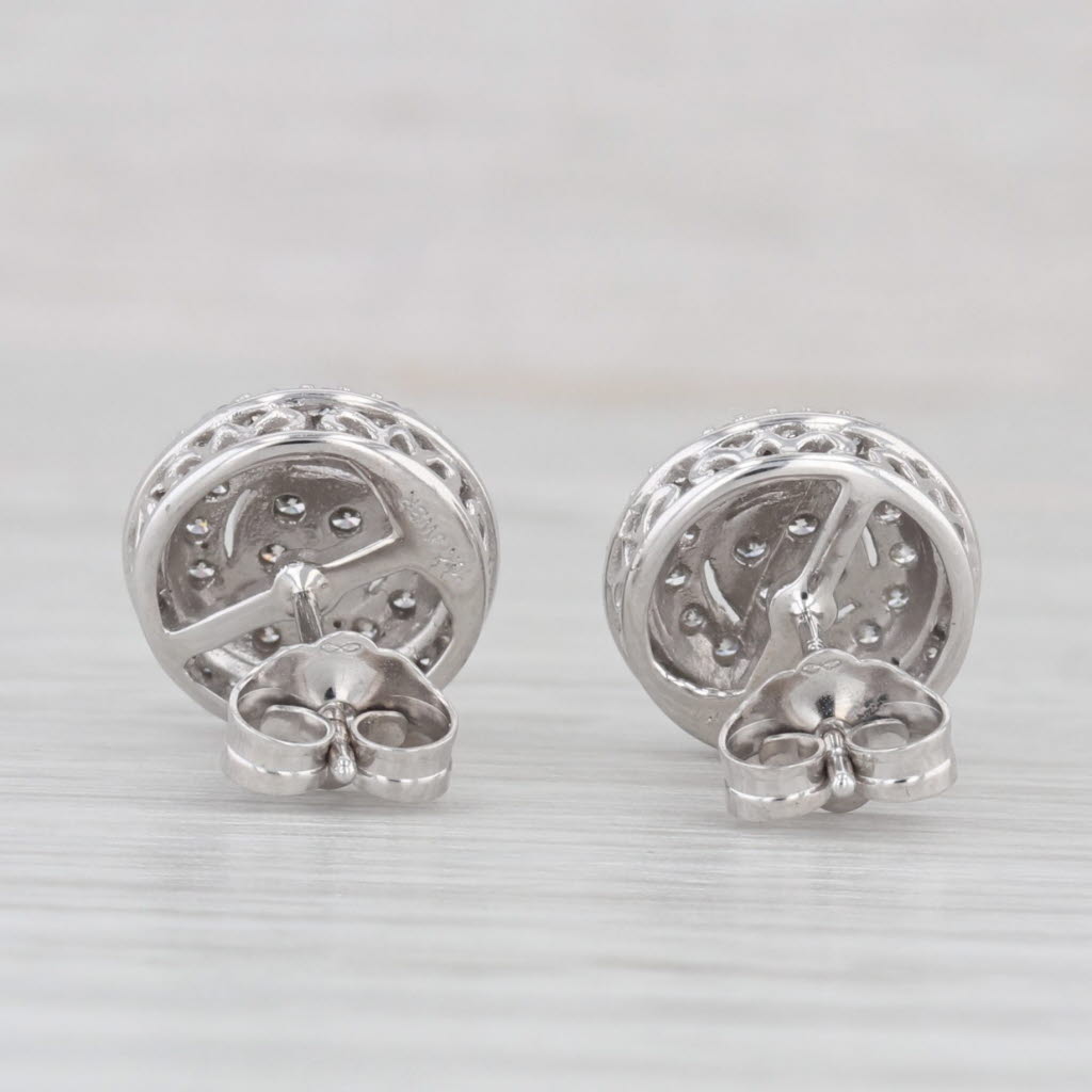 Light Gray 0.50ctw Diamond Halo Stud Earrings 10k White Gold