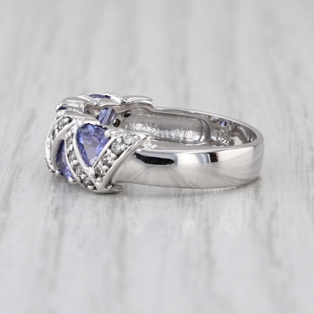 1.31ctw Tanzanite Diamond Ring 14k White Gold Size 6.75-7 Stackable